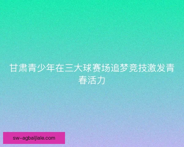甘肃青少年在三大球赛场追梦竞技激发青春活力